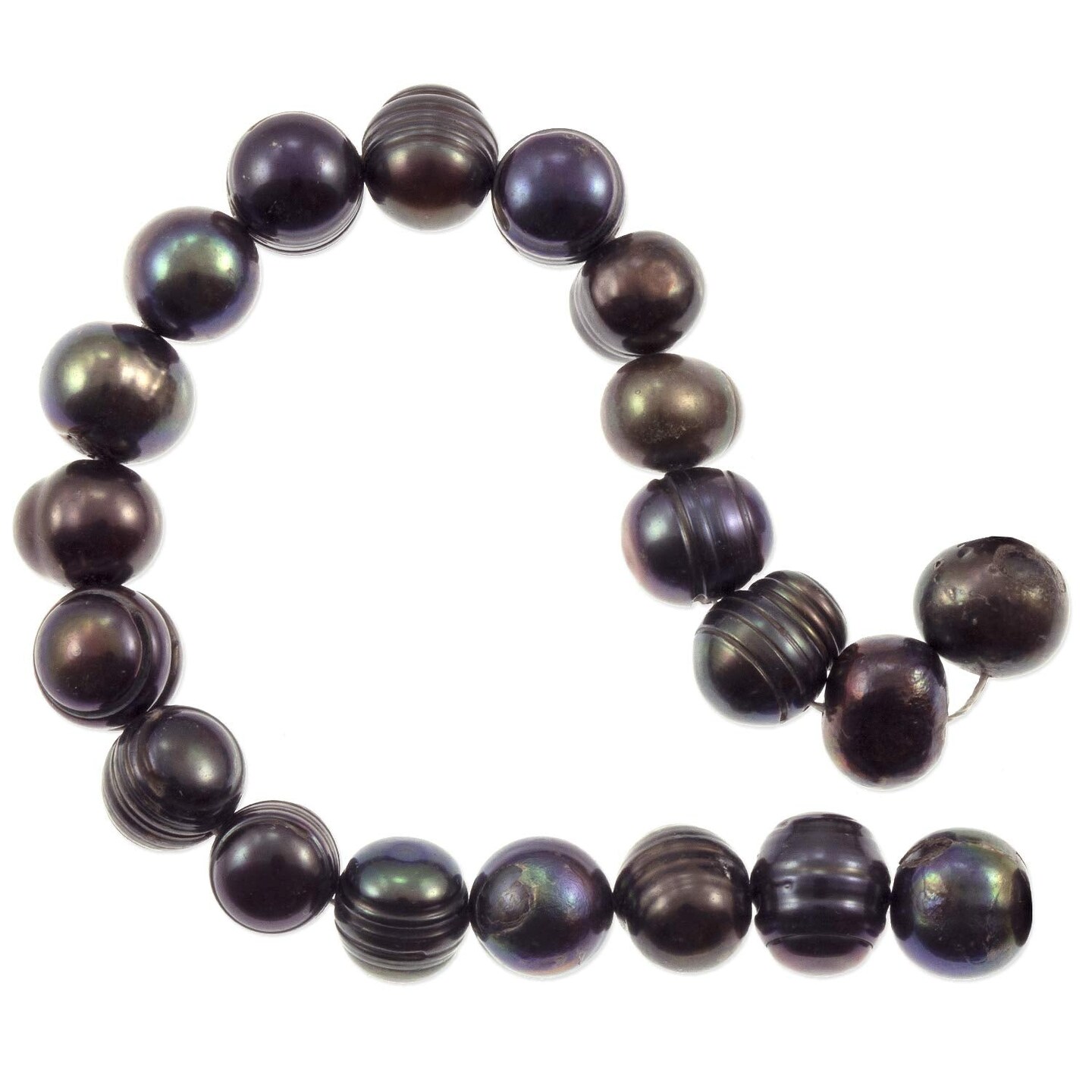 Freshwater Potato Pearl Peacock Black 8-9mm (16&#x22; Strand)