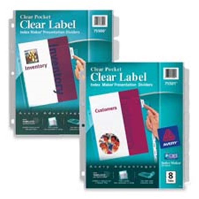 Avery Consumer Products AVE75501 DividerSheet Protector w Clear Pocket Punched 8Tab Clear