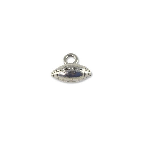 Football Charm for Jewelry Making 14x10mm Pewter Antique Silver Plated (1-Pc)