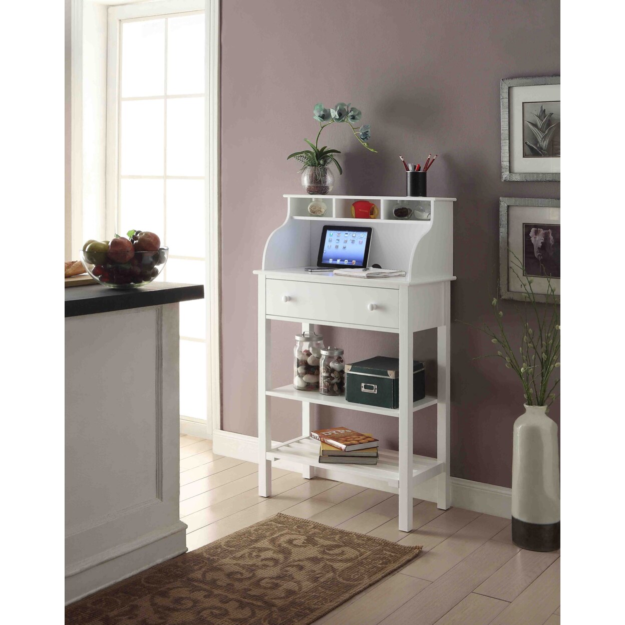 Convenience Concepts Designs2Go Office or Kitchen Storage Desk, White