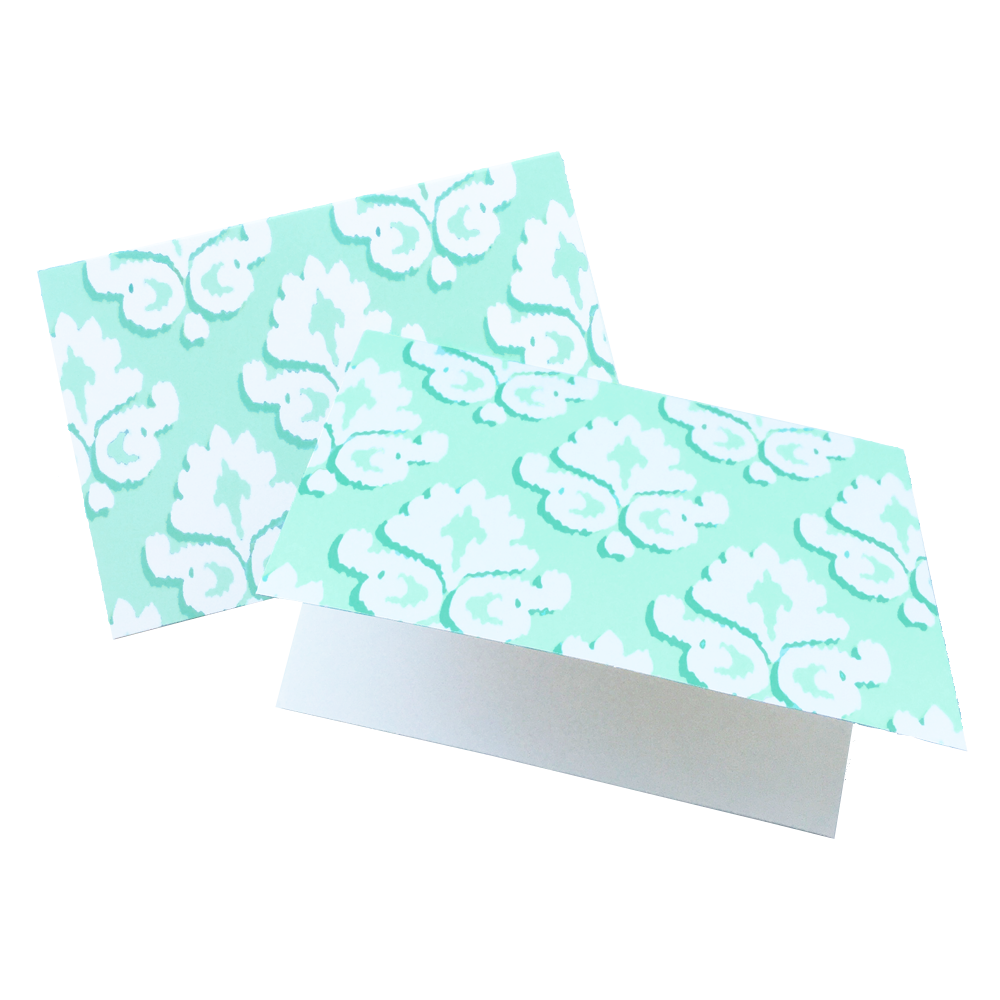 bloom daily planners Card Set, Blank Mint Damask