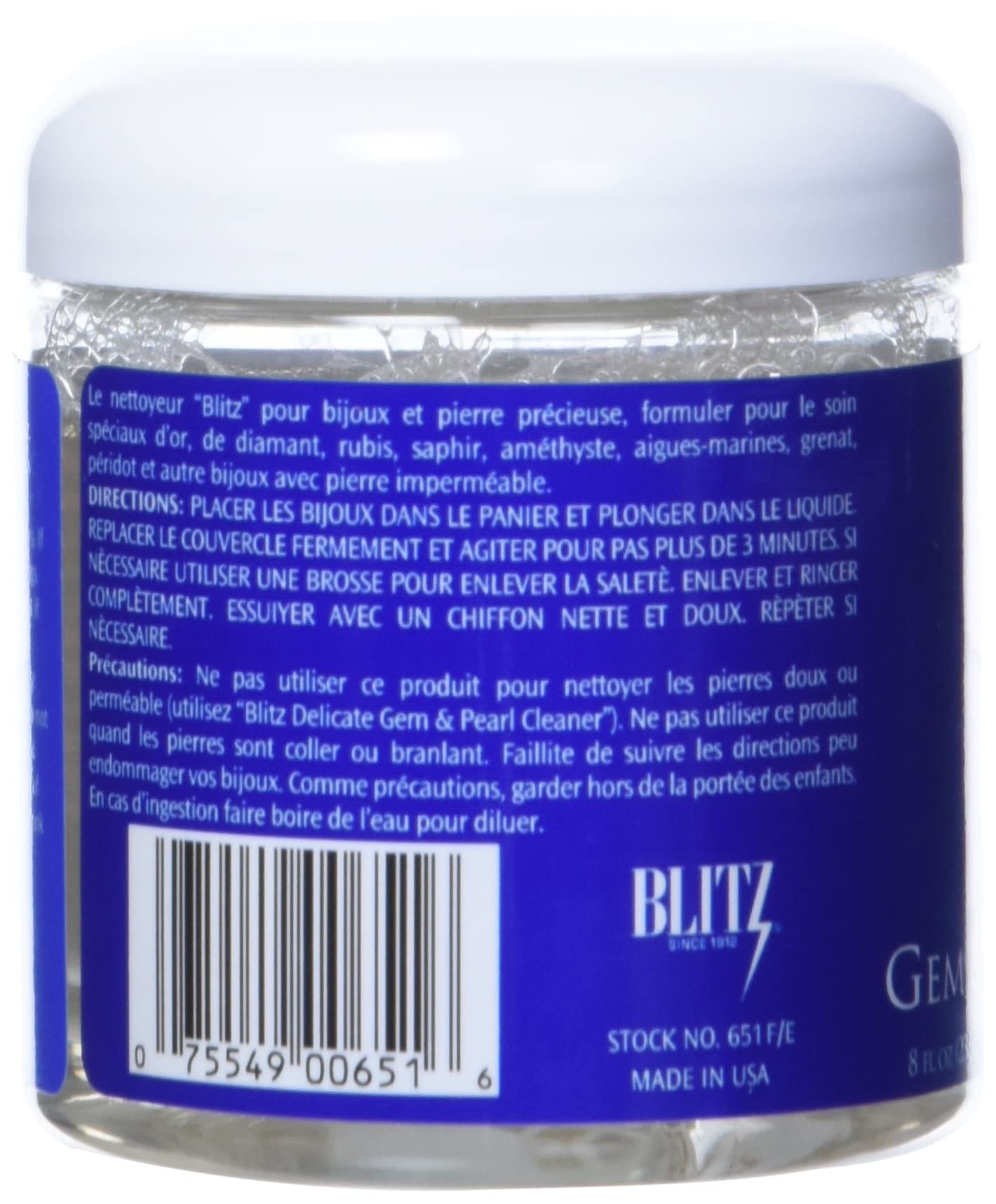 Blitz Gem & Jewelry Cleaner with Basket & Brush - Made in the USA