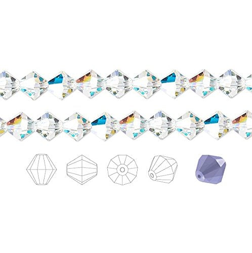 Preciosa Czech Crystal Beads Clear AB Faceted Bicone 6mm Package of 144