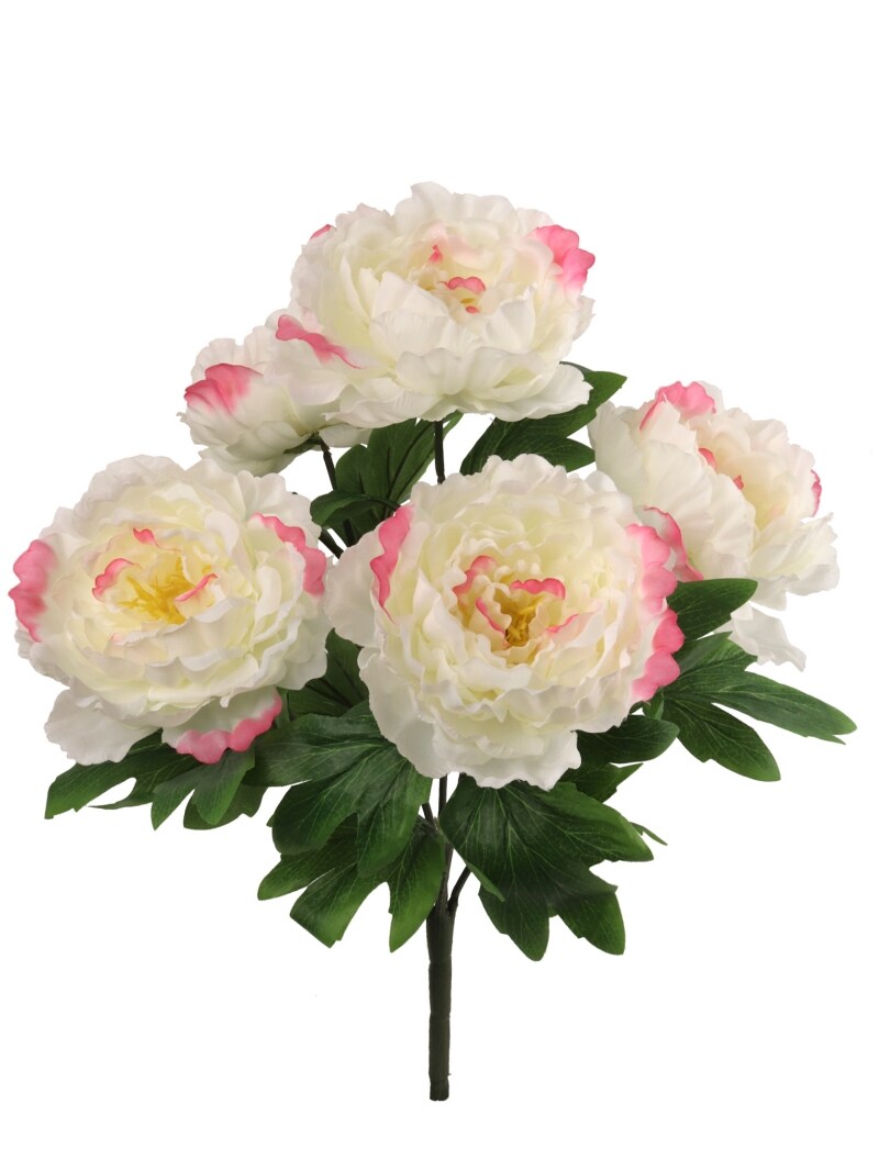 12-Pack: UV White &#x26; Pink Peony Bush with 5 Silk Flowers by Floral Home&#xAE;