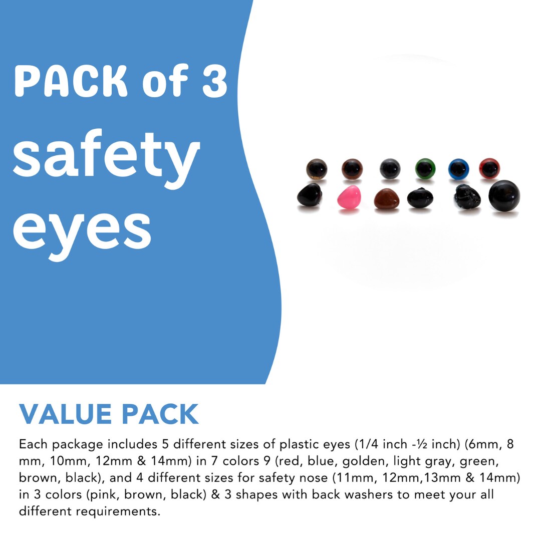 3 PACK - Safety Eyes for Amigurumi (300pcs Set). Plastic Safety