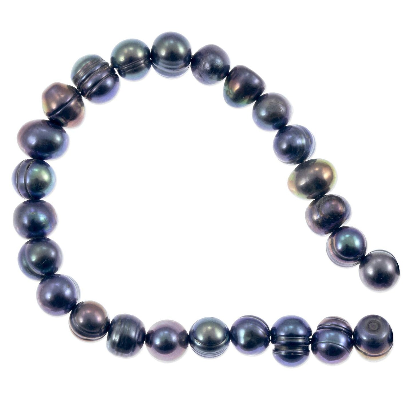 Freshwater Potato Pearl Peacock Black 7-8mm (16&#x22; Strand)