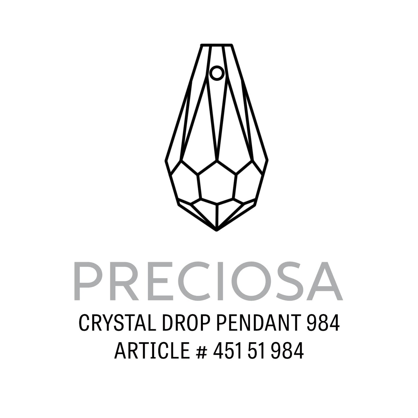 Preciosa Crystal 984 Drop Pendant 18x9mm Crystal (Package of 5)