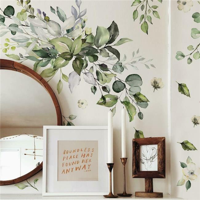 Roommates 1.88 x 2 to 28.22 x 17.28 in. Watercolor Floral Arrangement Peel & Stick Giant Wall Decals
