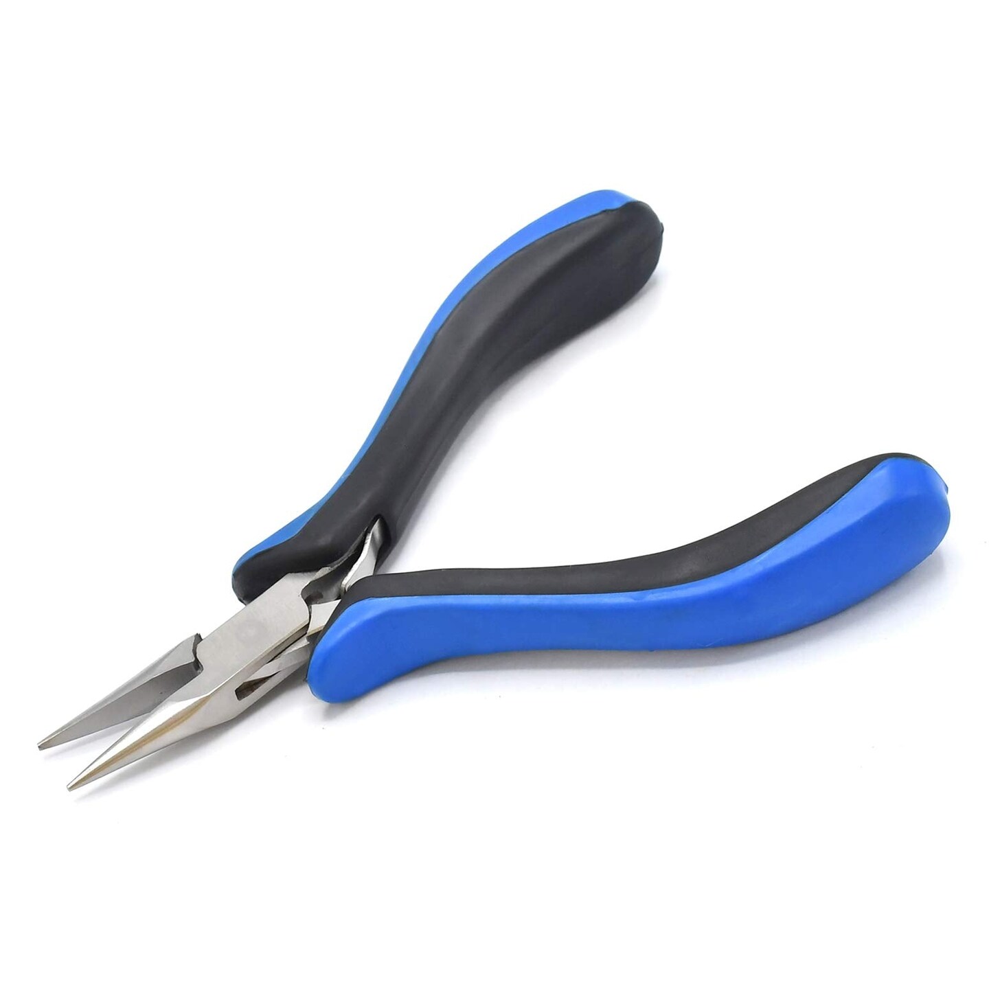 Chain Nose Pliers and Ergonomic Grip, Jewelry Making Supplies (Blue + Black Handle)
