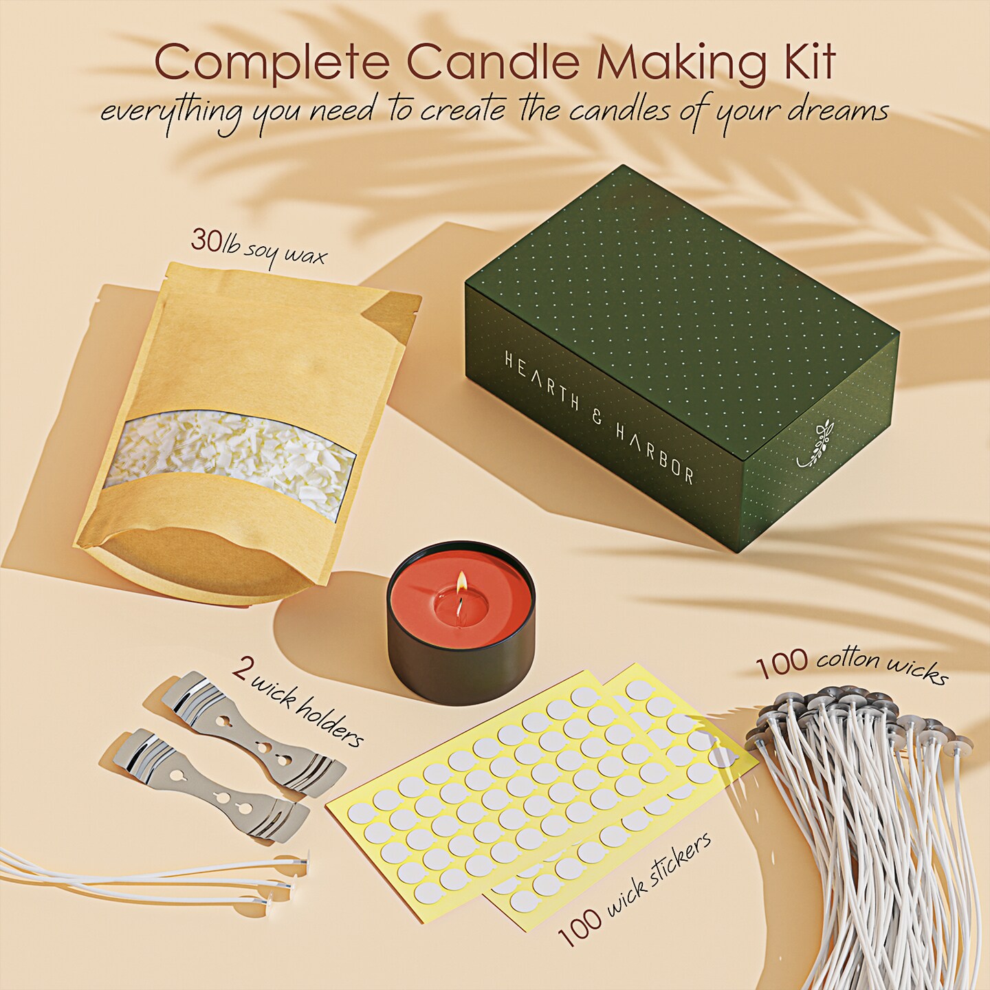 Hearth &#x26; Harbor Natural Soy Candle Wax Accessories Kit