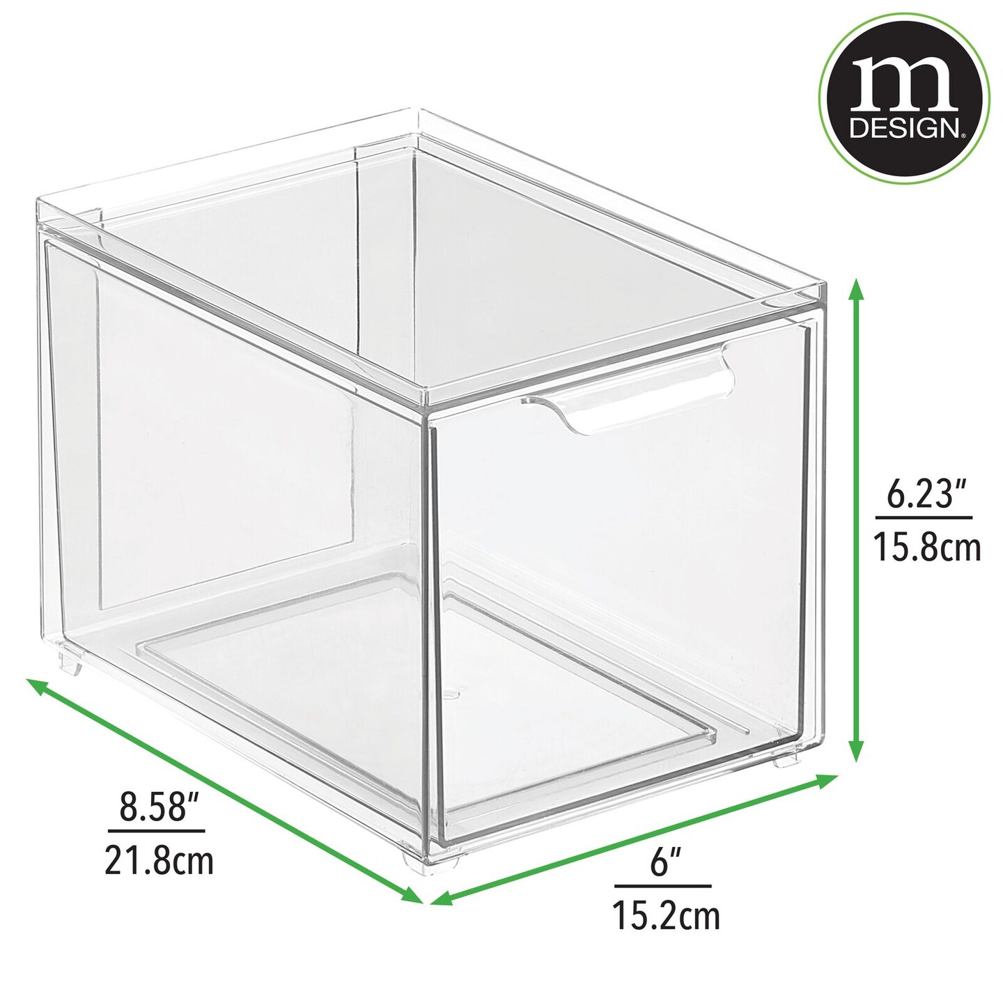 mDesign Stacking Plastic Storage Kitchen Bin with Pull-Out Drawers