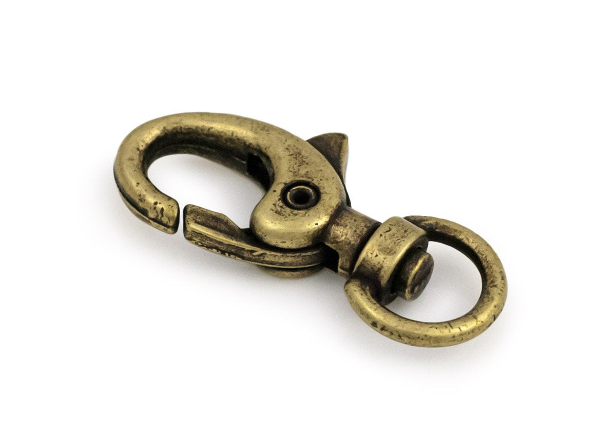 JewelrySupply Lanyard Swivel Clips - Swivel Lobster Claw Clasps 30x15mm Antique Brass Plated