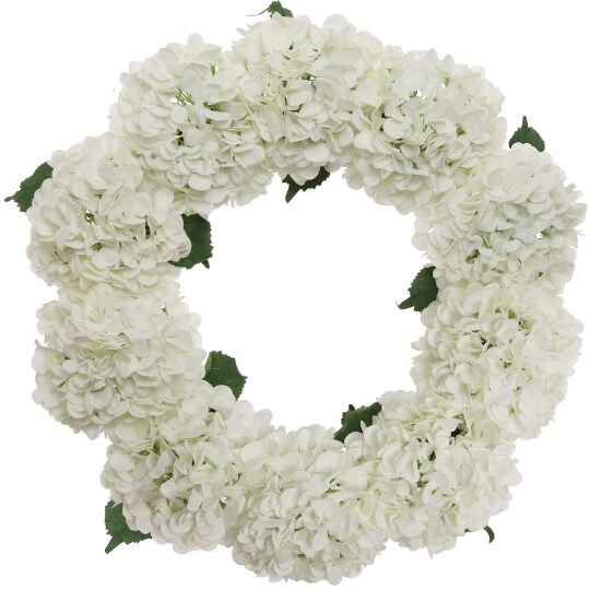 2-Pack: 24" White Hydrangea Wreath with Grapevine Ring Floral Home by Artificial Flowers