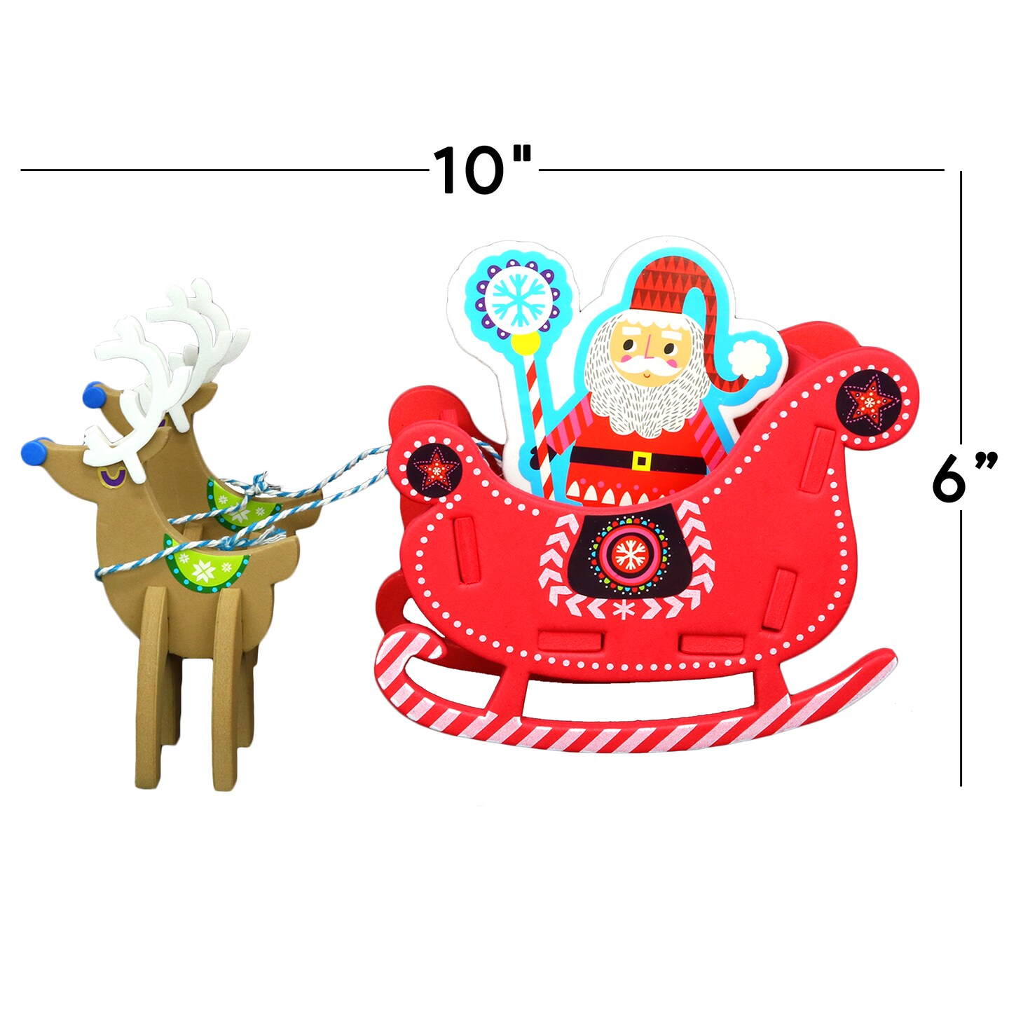 Big Mo&#x27;s Toys Holiday Crafts - Christmas Foam Arts N Craft Santa Riding A Reindeer Sleigh Table Top Decorations Kit for Kids
