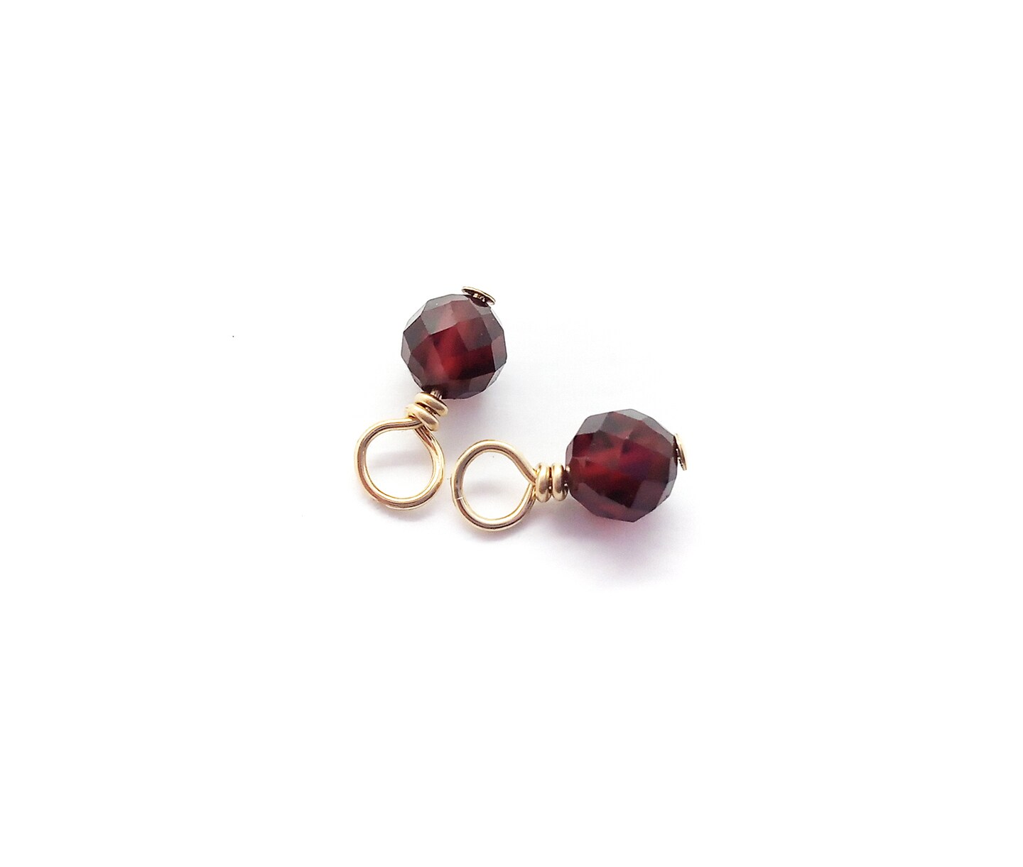 Tiny Garnet Charms with 14K Gold-Filled Wire, 2 pieces, Adorabilities