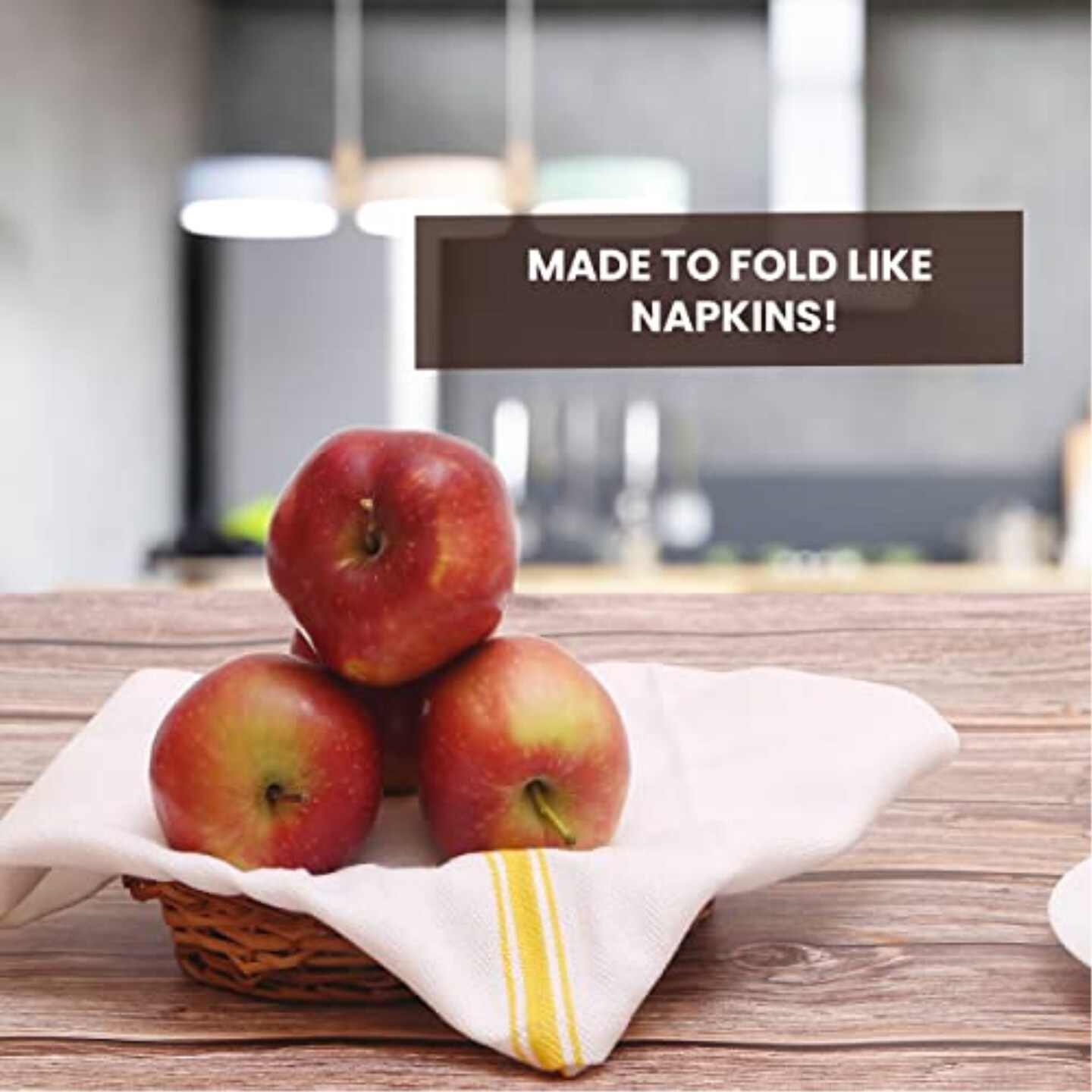 Keeble Outlets - Kitchen Towels, Set of 6, Yellow Stripes, Highly Absorbent Dish Towels, Preferred by Chefs, 100% Cotton Hand Towels, Kitchen &#x26; Table Linens, Flour Sack Towels, Dish Rags
