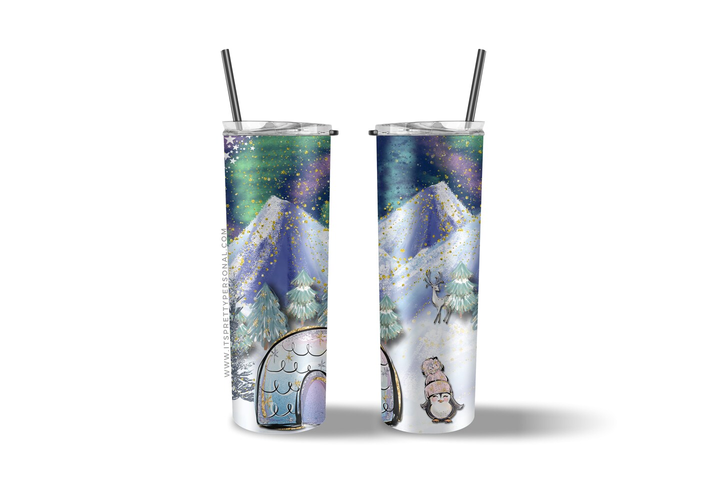 #11 CLEAR 20oz- North Pole Penguin- 9.4" x 8" Pattern Vinyl Wrap