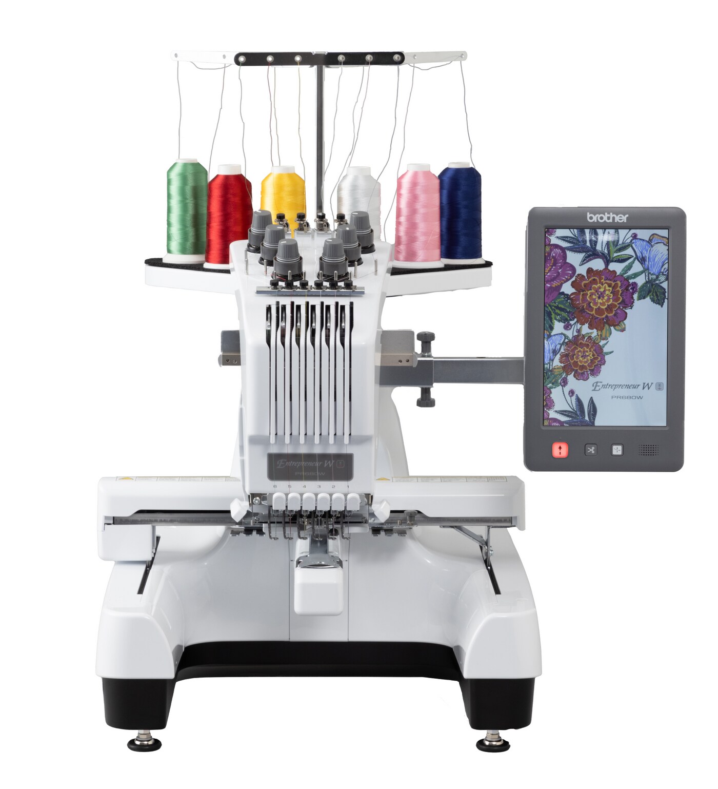 Brother Entrepreneur W PR680W 6 Needle Embroidery Machine 12x8 With PRNSTD2 Stand and PRCF3 Bundle