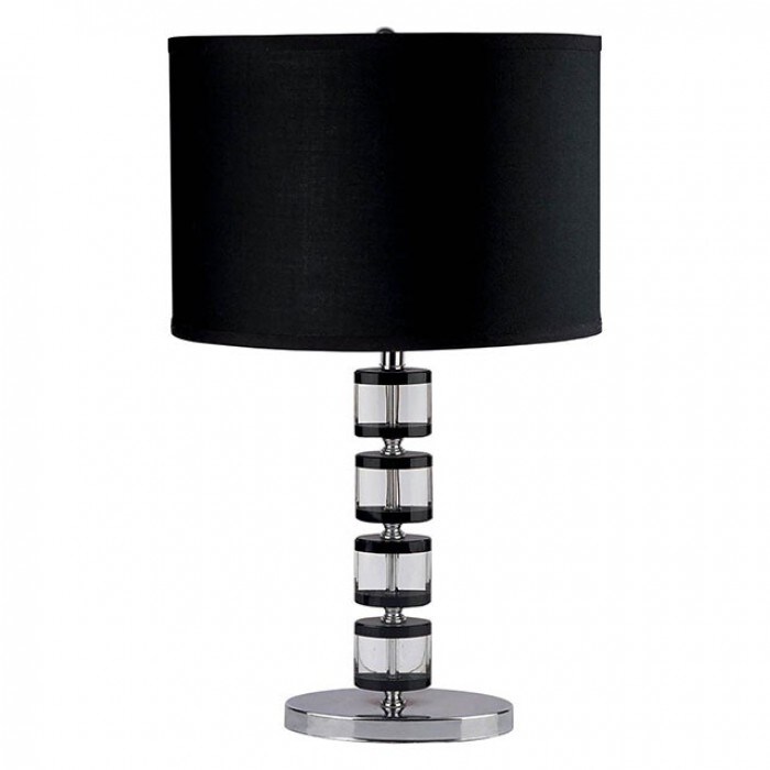 Saltoro Sherpi Contemporary Style Metal and Crystal Table Lamp With Geometric Design, Black-