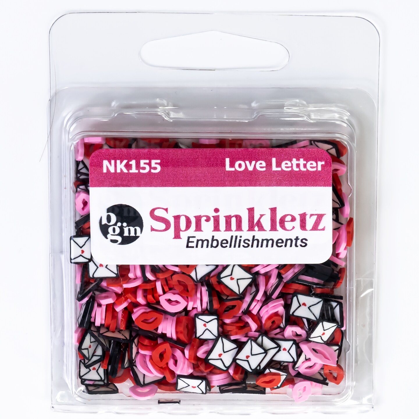 Buttons Galore Sprinkletz Embellishments for Crafts, Tiny Polymer Clay Shapes & Unique Designs - Love Letter- 3 Pack