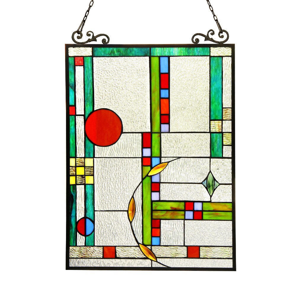 Chloe Lighting MONDRIAAN Tiffany-glass Window Panel 17.5x25