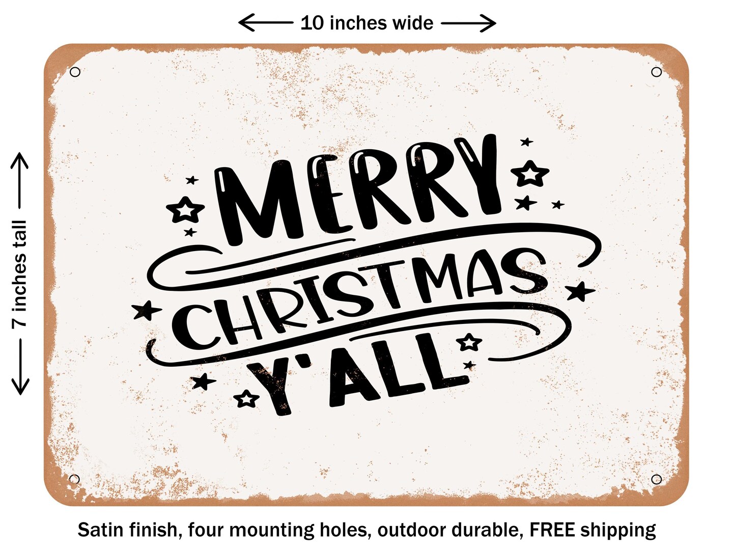 YUR！NA☻ DECORATIVE METAL SIGN - Merry Christmas Y'all - 8 - Vintage Rusty