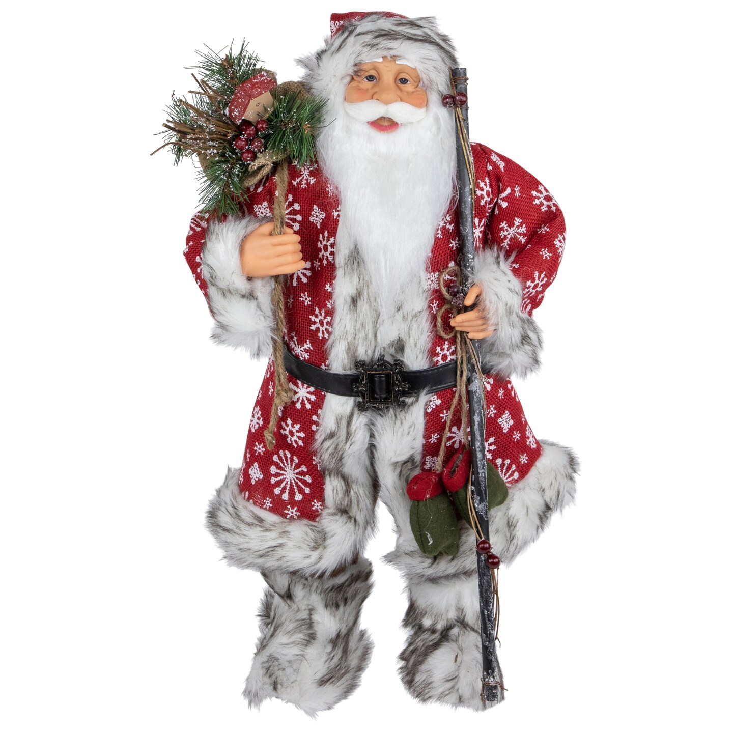 Northlight 24&#x22; Snowflake Santa Claus with Staff and Mittens Christmas Figure