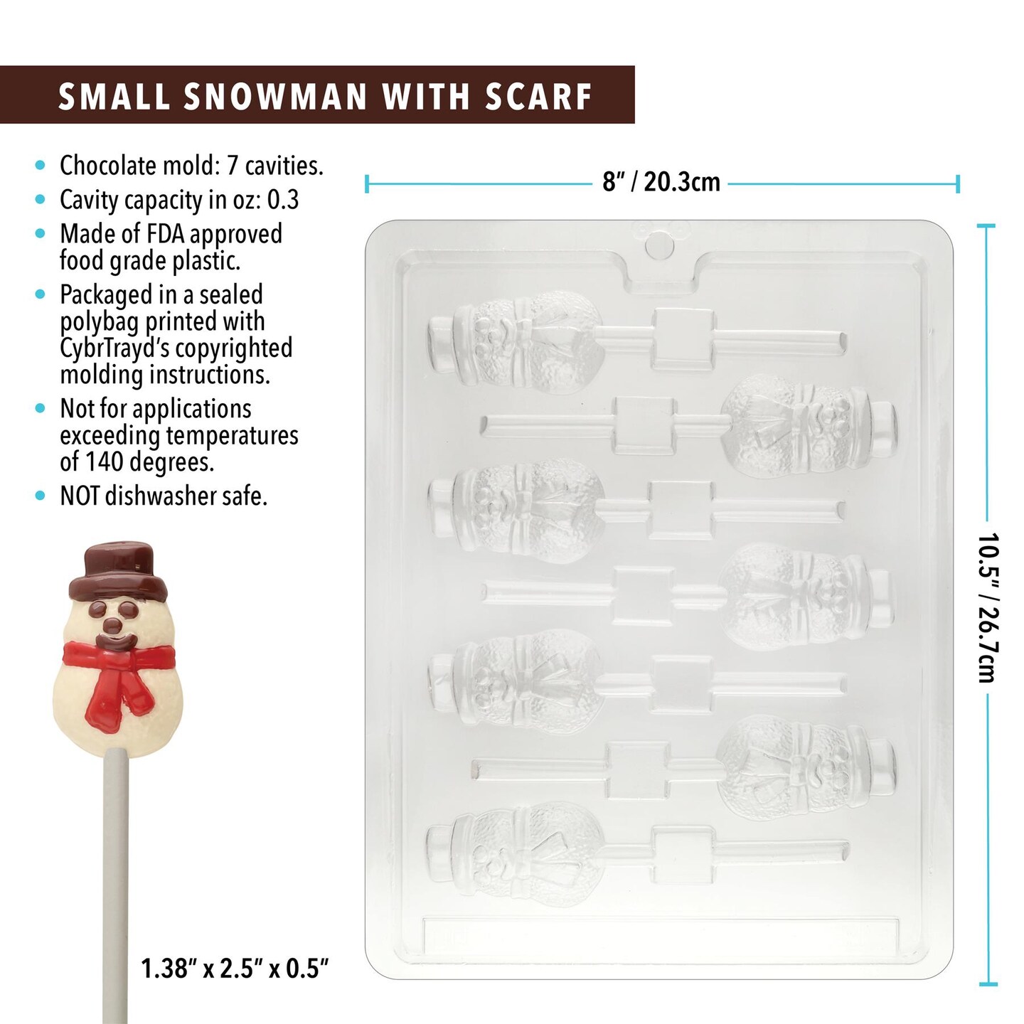 Chocolate Mold Small Snowman With Scarf
