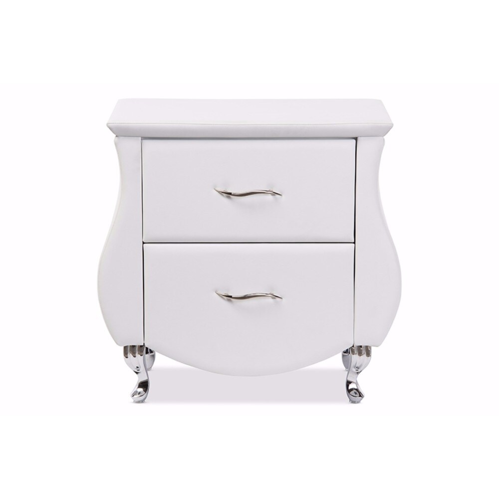 Baxton Studio   Erin Modern and Contemporary White Faux Leather Upholstered Nightstand