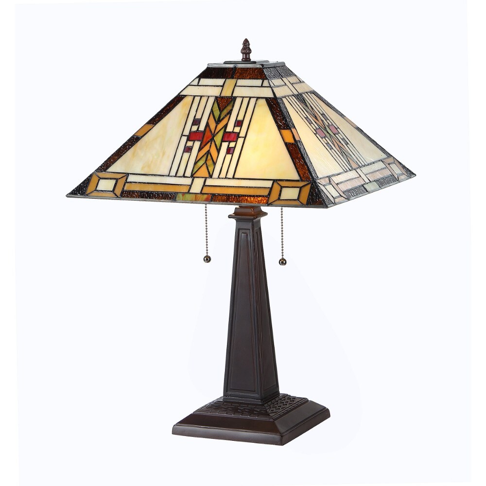 CHLOE Lighting GODE Tiffany-style 2 Light Mission Table Lamp 16" Shade