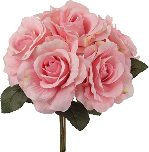 12-Pack: Pink Rose Bouquet with 6 Silk Flowers &#x26; Foliage by Floral Home&#xAE;