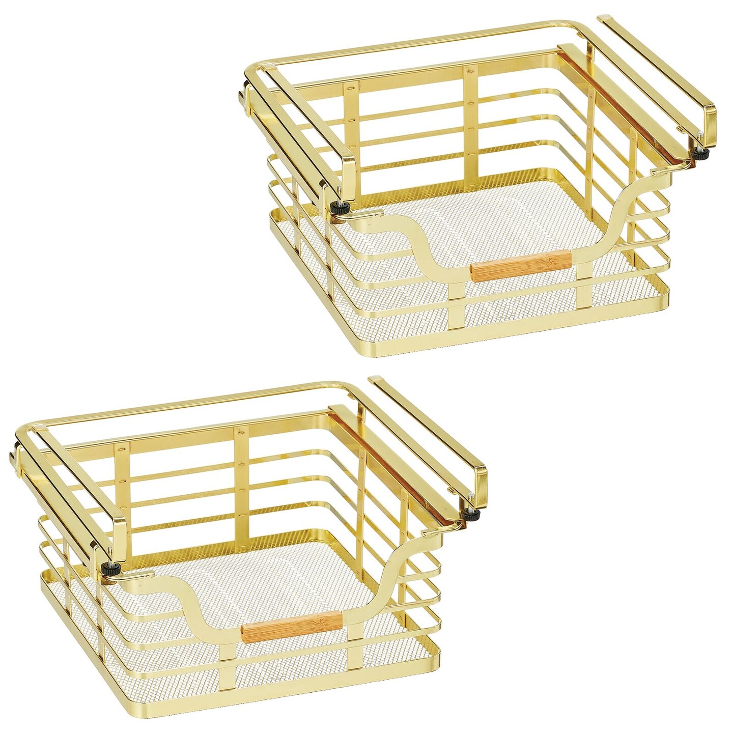 mDesign Metal Kitchen Under Shelf Storage Baskets - 2 Pack