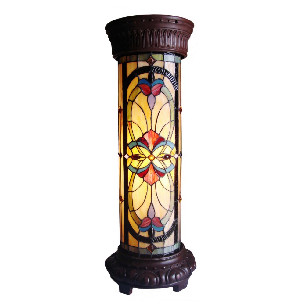 CHLOE Lighting RUBY SPECTACLE Tiffany-glass 2 Light Victorian Pedestal Light Fixture 30" Tall