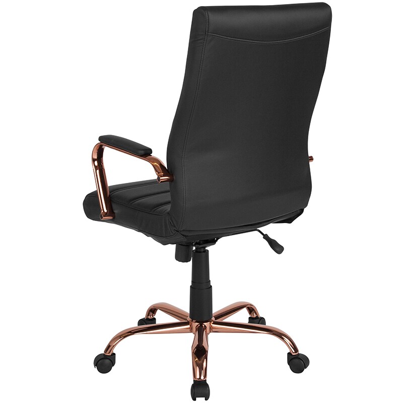 Flash furniture high back white leathersoft executive swivel office chair discount with gold frame and arms