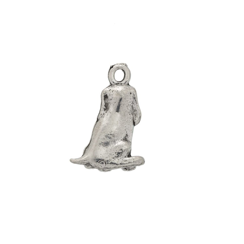 16x13mm Antique Silver Plated Pewter Sitting Dog Charm for Bracelets and Jewelry Making(1-Pc)