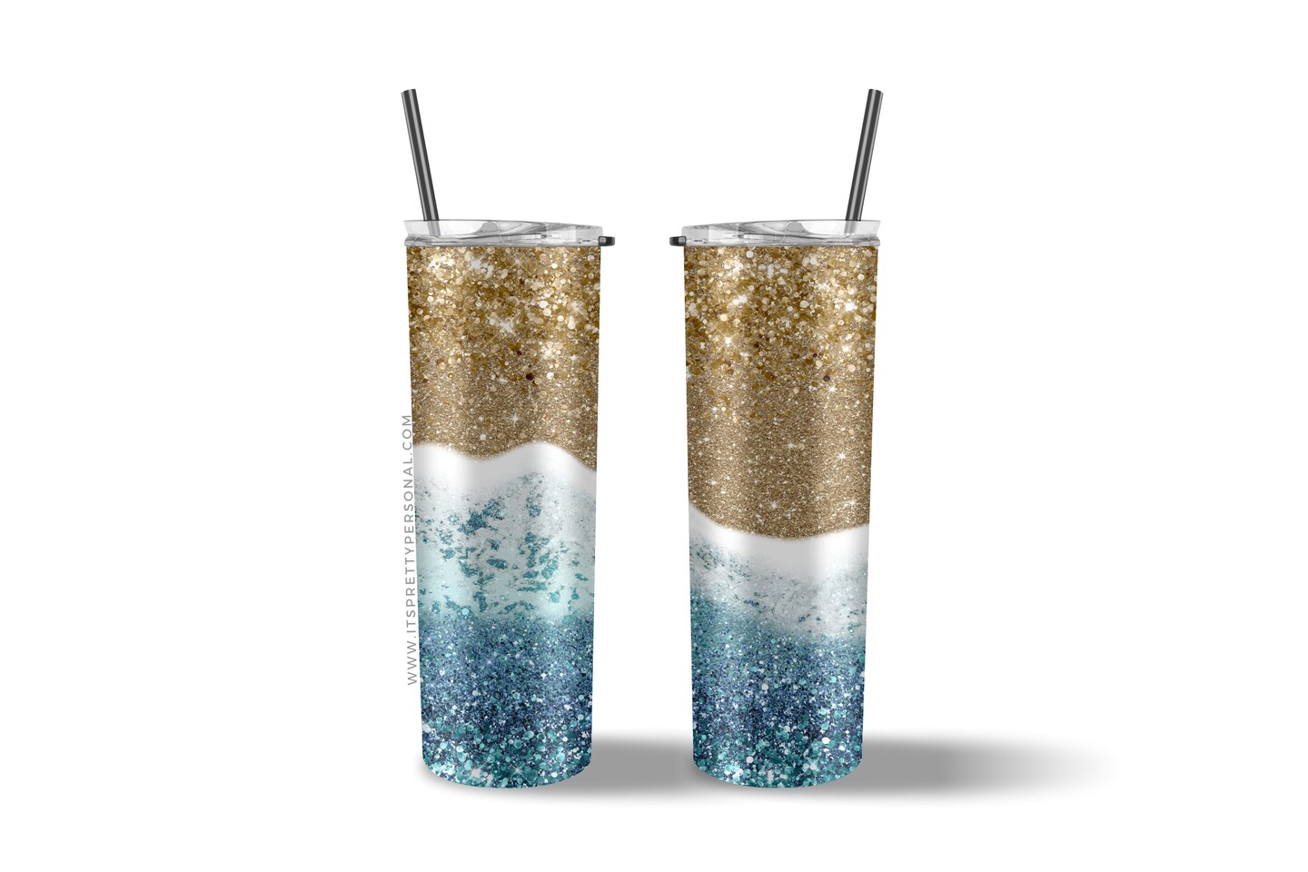 #502 CLEAR- 20oz - Glitter Beach 9.4" x 8" Pattern Vinyl Wrap