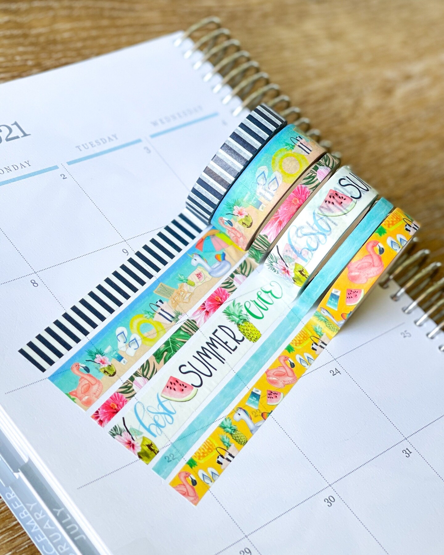 Summer Pool Floaties Beach Vacation Hawaii Ocean Summertime Washi Tape Set (#W028)