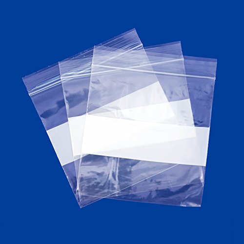Clear Plastic Reclosable Zipper Bags 4x4 W/White Block (Package of 100)
