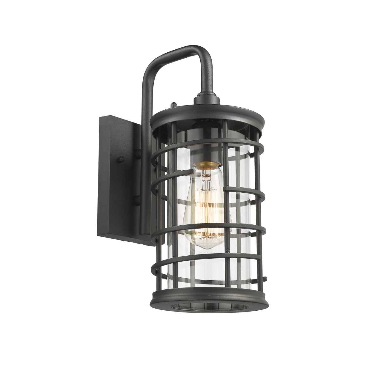 CHLOE Lighting Lighting LAUREL Industrial 1 Light Textured Black Outdoor Wall Sconce 13" Tall