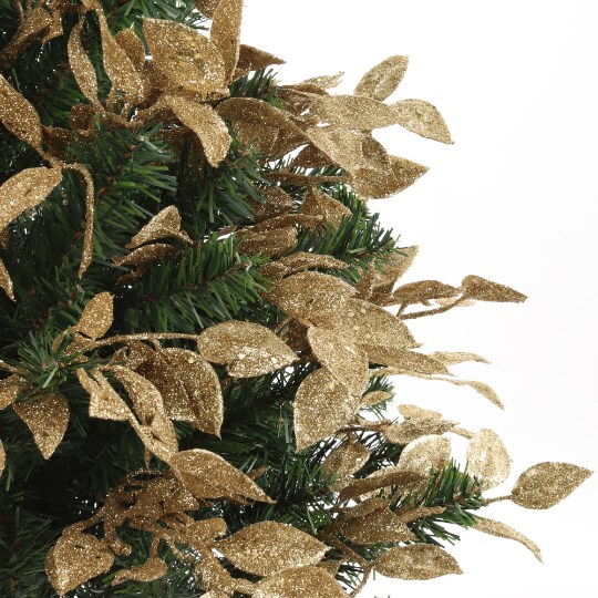 Radiant 7-Inch Gold Salal Leaf Spray - Striking Metallic Faux Foliage for Home Decor, Floral Arrangements & Upscale Events
