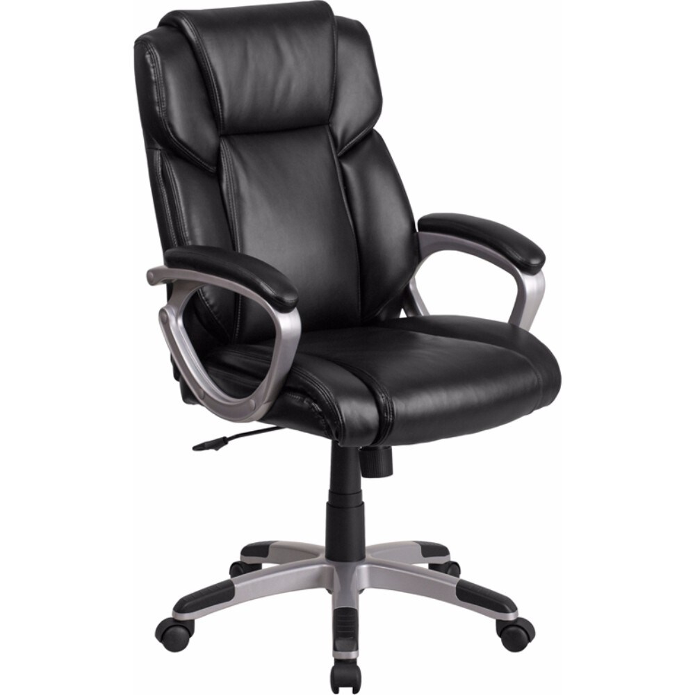 Flash Furniture Mid-Back Black Leather Executive Swivel Chair with Padded Arms