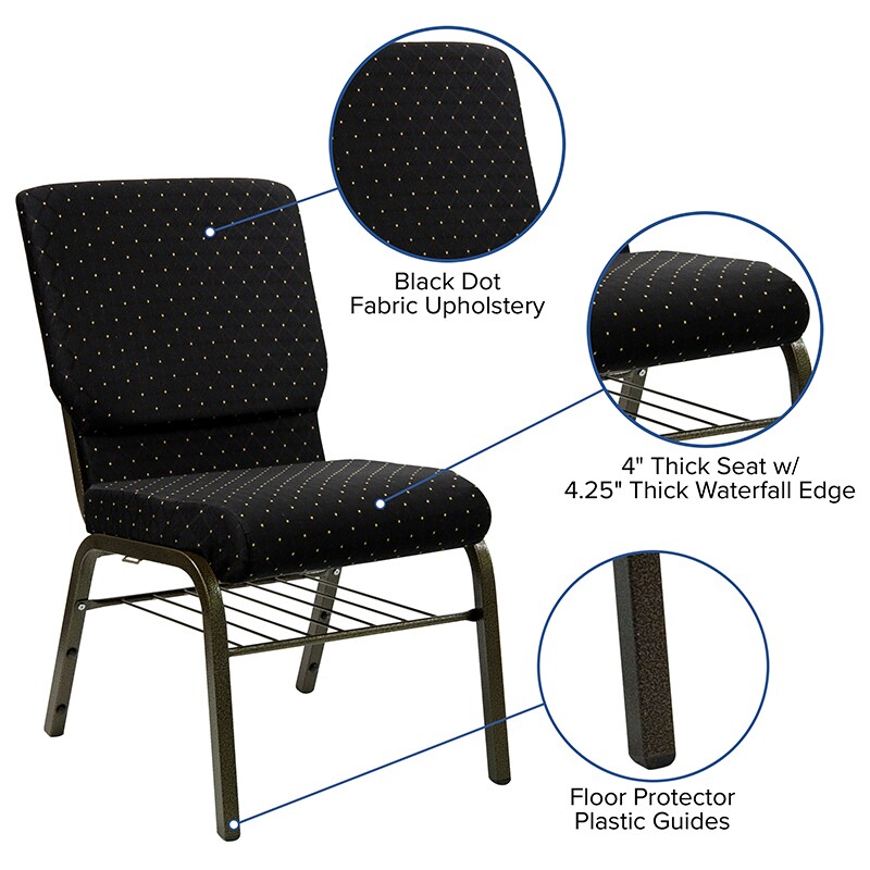 Flash Furniture Black Dot Fabric Church Chair