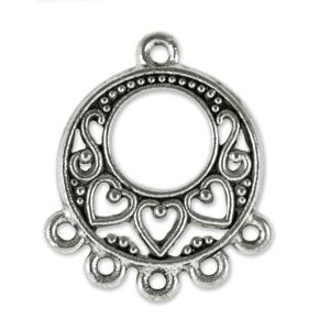 Earring Connector 20x24mm Pewter Antique Silver Plated (1-Piece)
