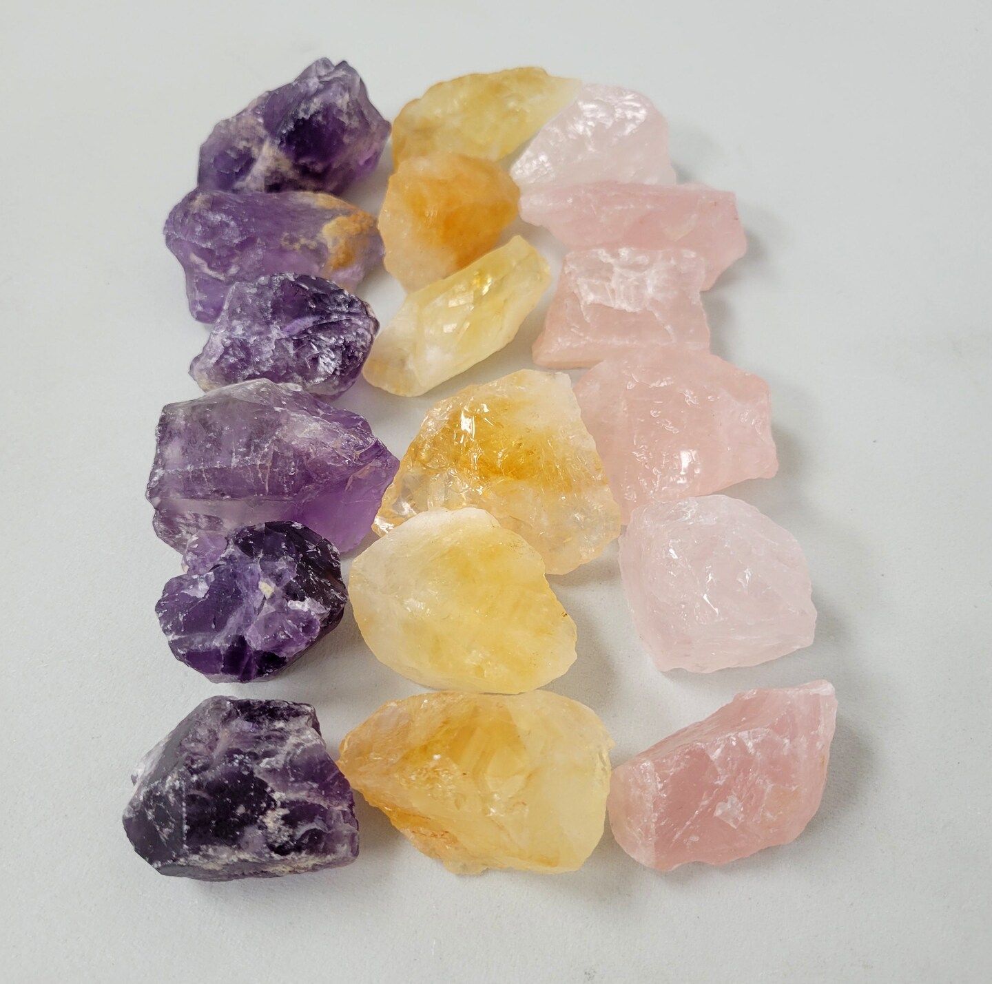 Citrine, Amethyst, Rose Quartz - Healing Crystals Trio Set