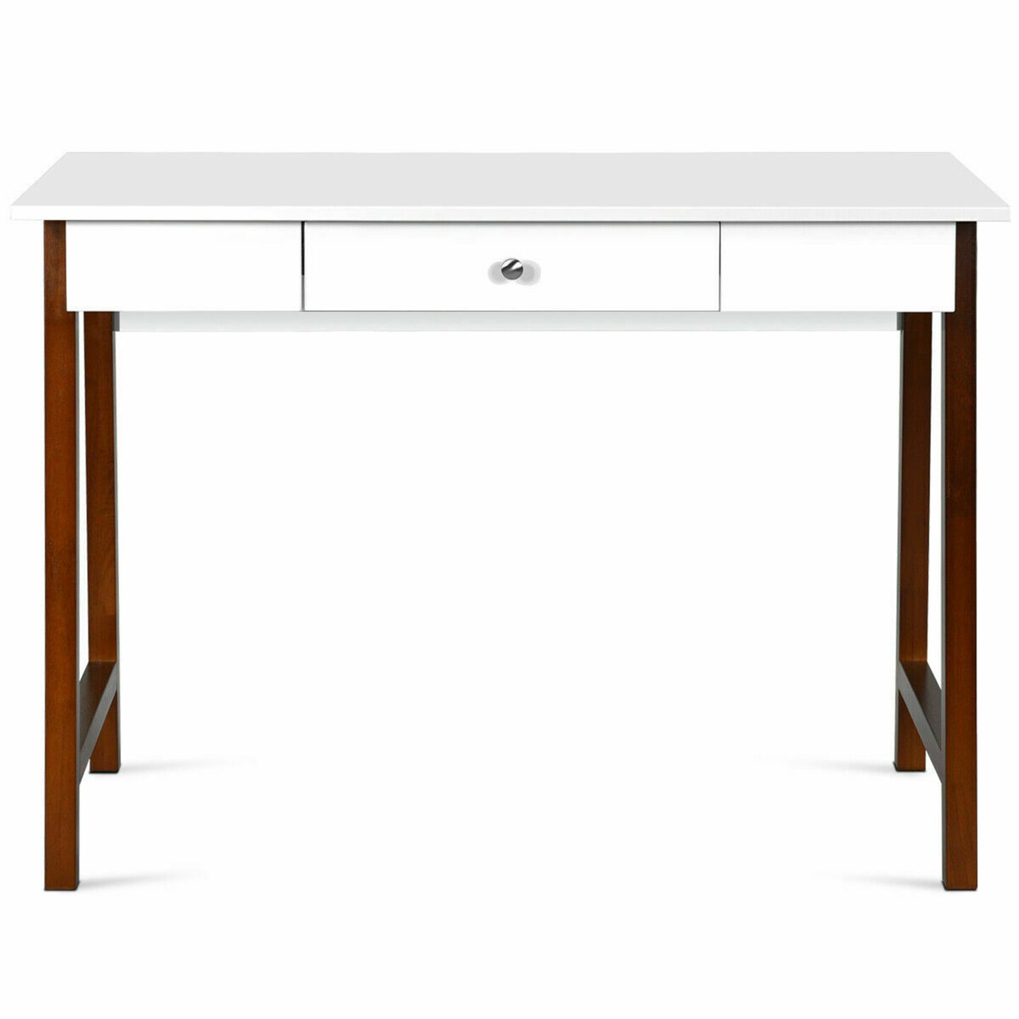 Costway Computer Desk Laptop PC Writing Table Makeup Vanity Table w/Drawer and Wood Legs