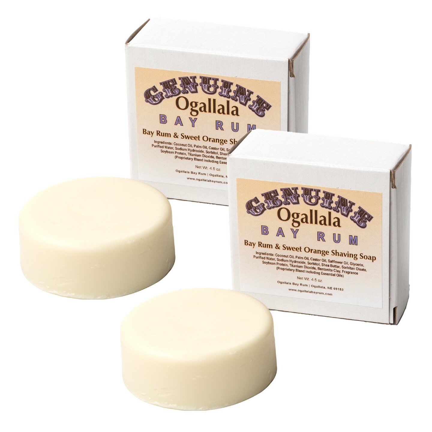 Bay Rum Shaving Soap - Sweet, Spicy and Woodsy Scent for Smooth Wet Shave, 4.5 Oz Bar, 2 Pack