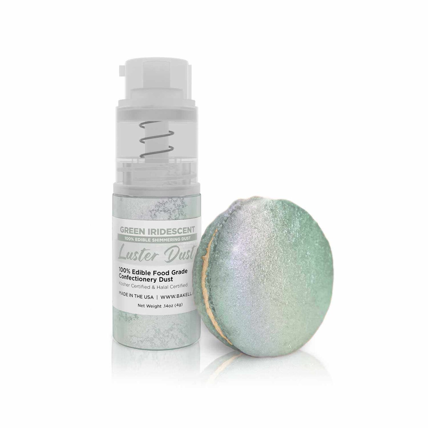 Green Iridescent Luster Dust Spray | Luster Dust Edible Glitter Spray Dust for Cakes, Cookies, Desserts, Paint. FDA Compliant (4 Gram Pump)