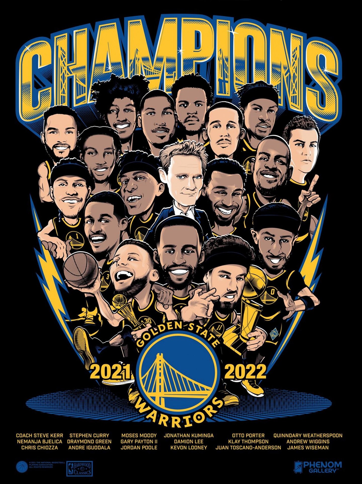 Phenom Gallery Golden State Warriors 2022 NBA Championship 18&#x22; x 24&#x22; Deluxe Framed Serigraph