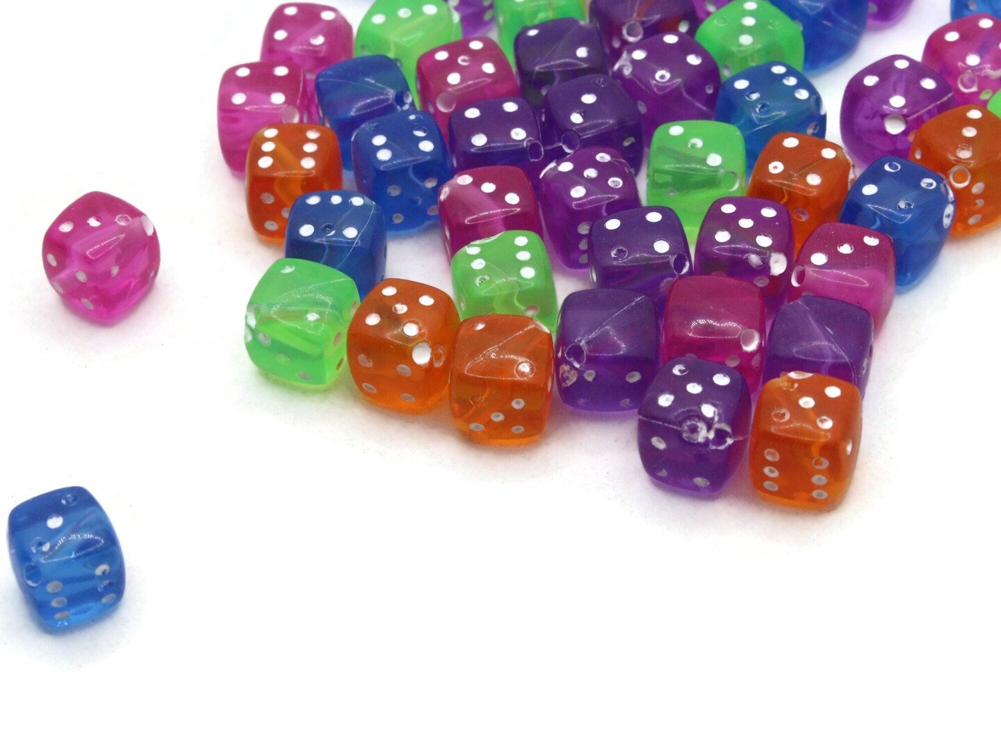 50 8mm Multicolor Acrylic Six Sided Dice Bead Cube Beads