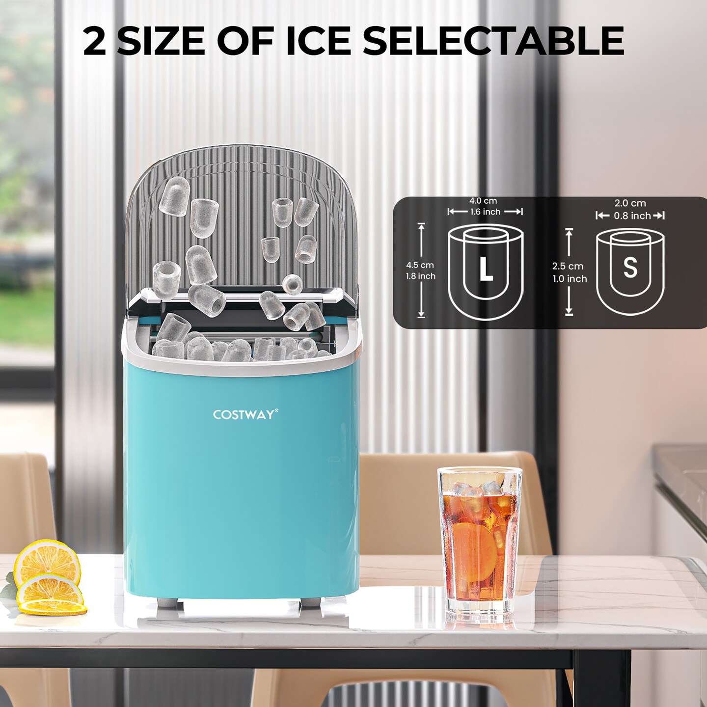 Costway Ice Maker Machine Countertop Automatic Ice Maker 27 LBS/24 Hrs w/ Scoop &#x26; Basket